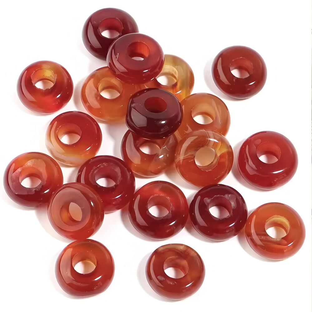3589 20pcs Natural Large Hole Gemstone Beads for Jewelry Making, Red